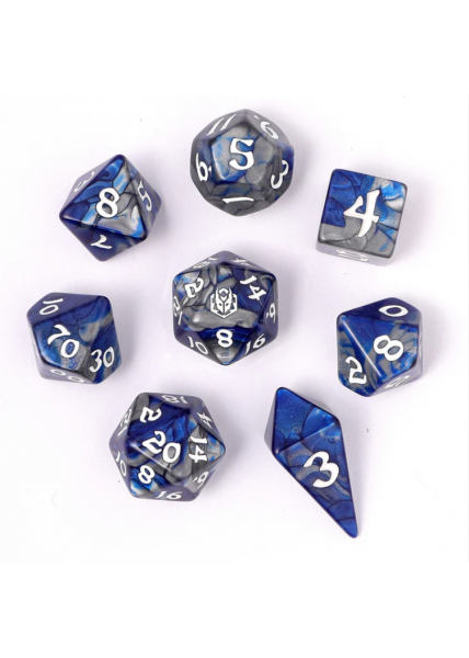 Wyrmforged Rollers Rounded Edge 8pc Dice Set - Paladin Steel